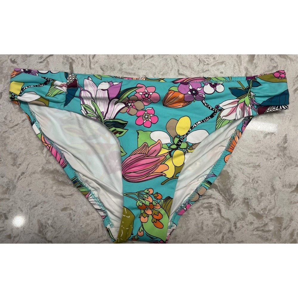 Trina Turk 2018 Bikini Bottom Size 8 Turquoise Tropical Floral Swim NWT